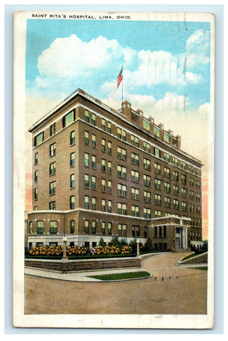 1934 Saint Rita's Hospital Building Lima Ohio OH Posted Vintage Postcard