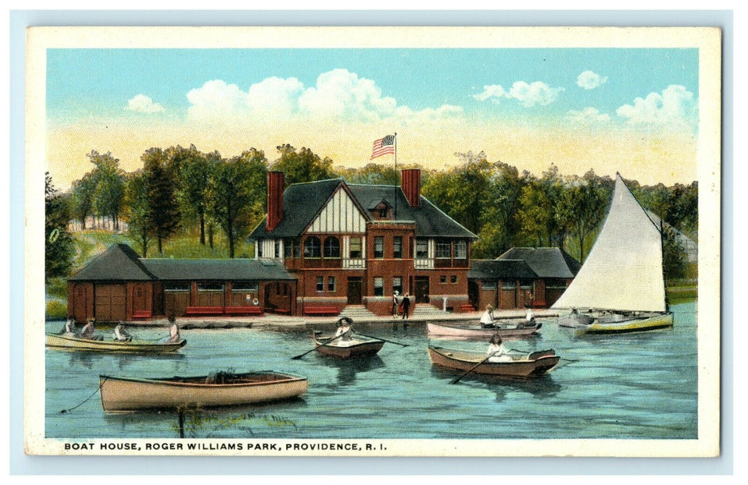 1913 Boat House in Williams Park, Providence, Rhode Island RI Postcard