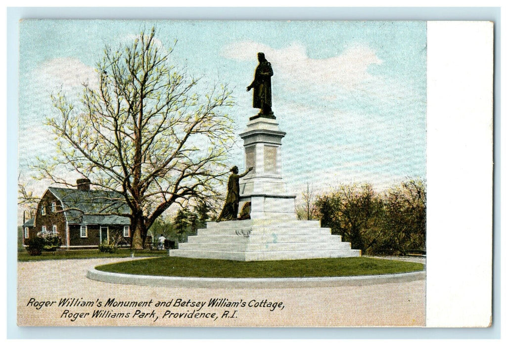 1912 Monument and Cottage, Williams Park, Providence, Rhode Island RI Postcard