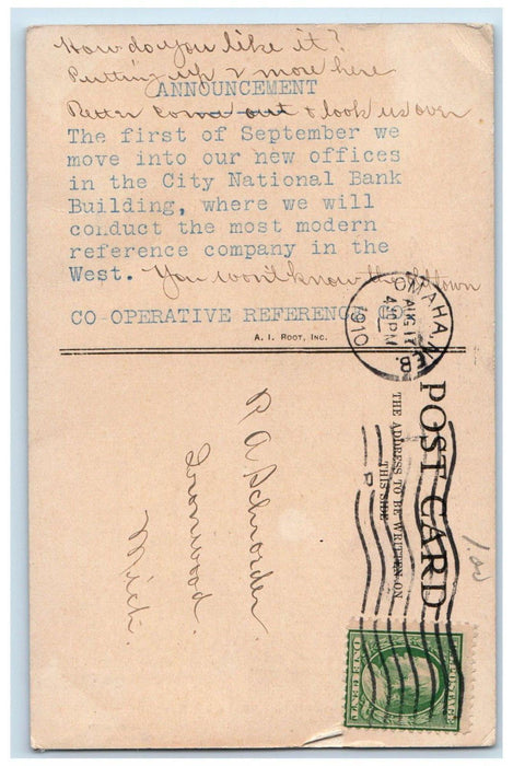 1910 City National Bank Building Street View Omaha Nebraska NE Antique Postcard