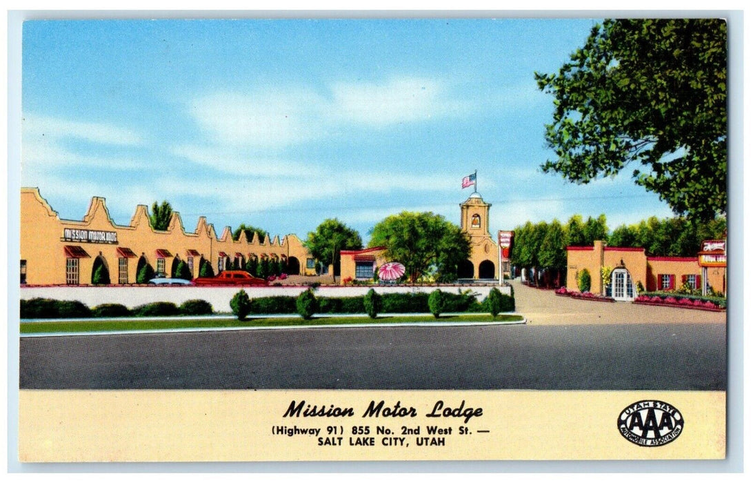 c1950's Mission Motor Lodge Motel Roadside Salt Lake City Utah UT Postcard