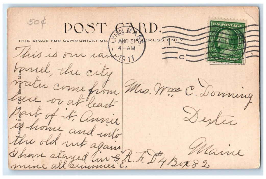 1911 Birch Brook Pond Lynn Massachusetts MA Antique Posted Postcard