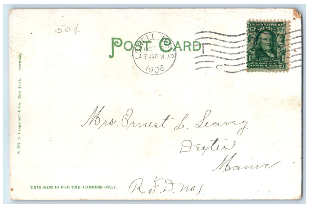1906 Entrance to Fort Hill Park Lowell Massachusetts MA Antique Posted Postcard