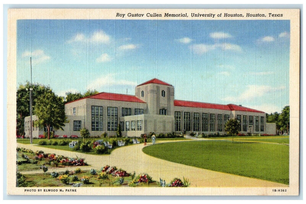 c1930's Houston TX, Roy Gustav Cullen Memorial University Of Houston Postcard