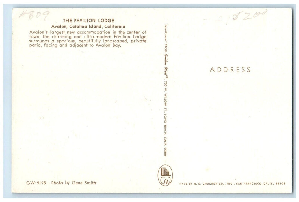 c1950's The Pavilion Lodge Motel Avalon Catalina Island California CA Postcard