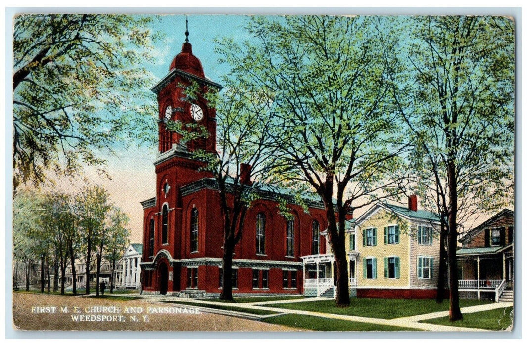 c1910 First ME Church Parsonage Weedsport New York NY Unposted Antique Postcard