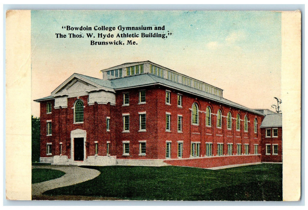 c1910 Bowdoin College Gymnasium The Thos W Hyde Athlethic Bldg ME Postcard
