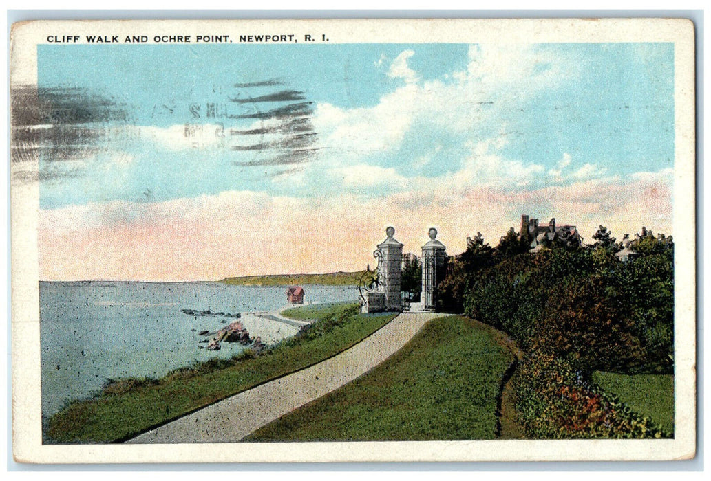 1926 Cliff Walk and Ochre Point Newport Rhode Island RI Vintage Postcard