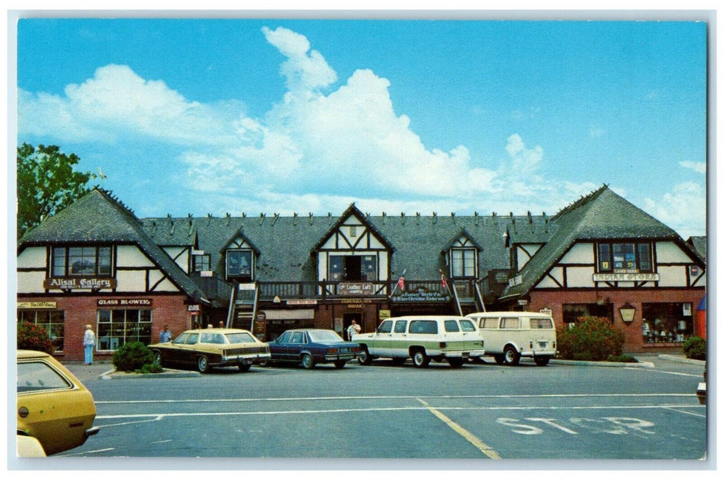 c1950's Danish Village Alisal Gallery Indian Store Cars Van Solvang CA Postcard