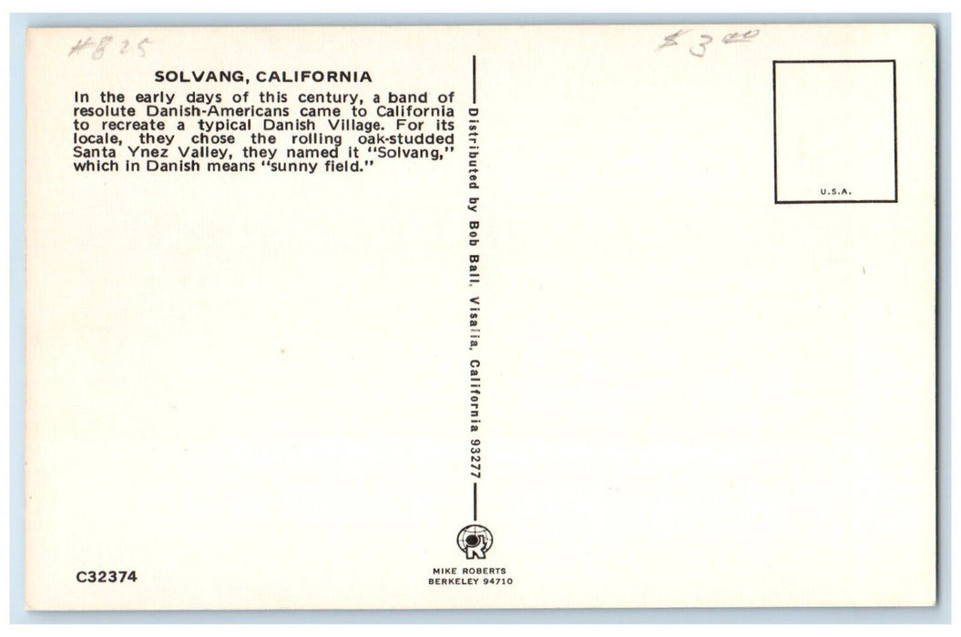 c1950's Danish Village Alisal Gallery Indian Store Cars Van Solvang CA Postcard