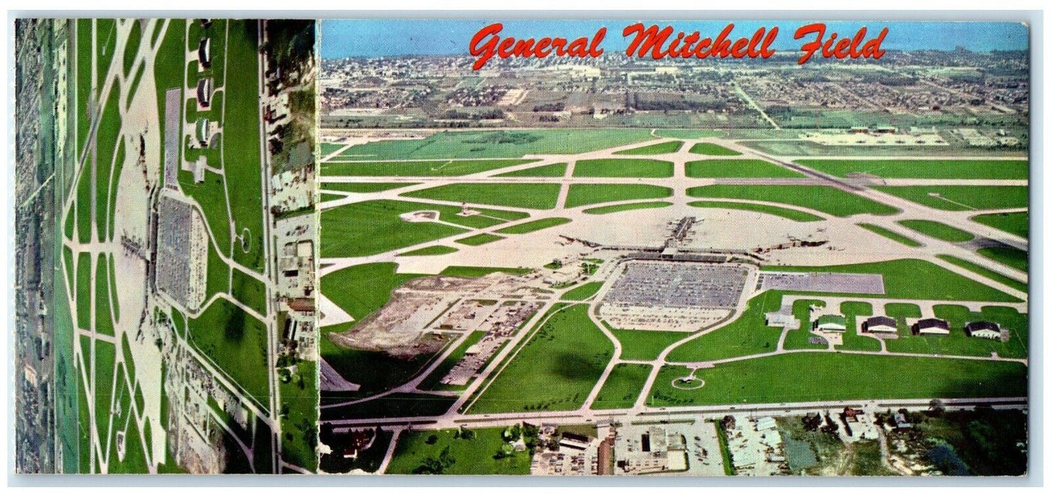 c1960 Aerial View General Mitchell Field Multi-View Milwaukee Wisconsin Postcard