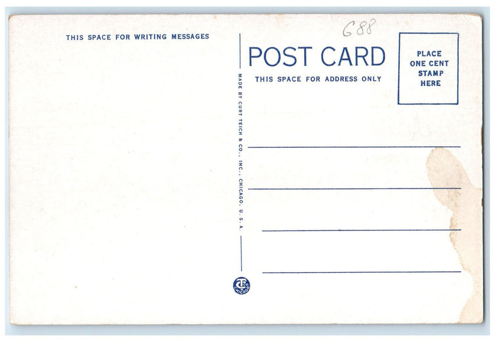 c1930's State and Trust Bank Building Highland Illinois IL Vintage Postcard