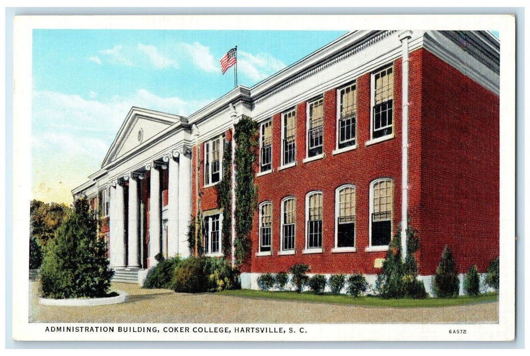 c1930's Administration Bldg. Coker College Hartsville South Carolina SC Postcard