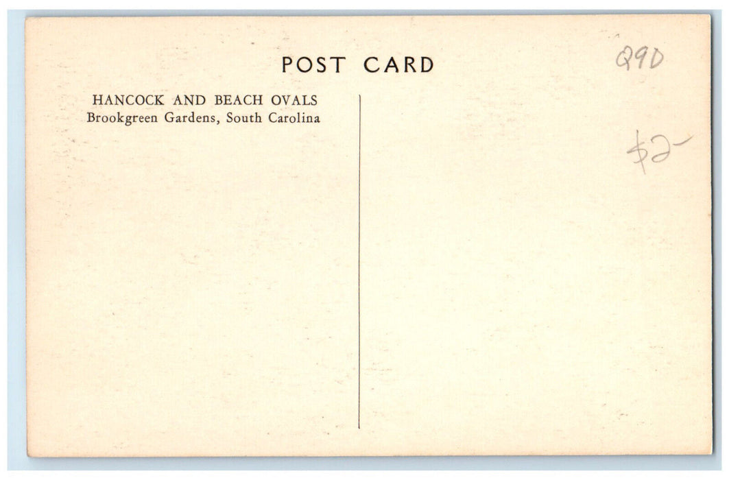 c1940's Hancock and Beach Ovals Brookgardens South Carolina SC Postcard