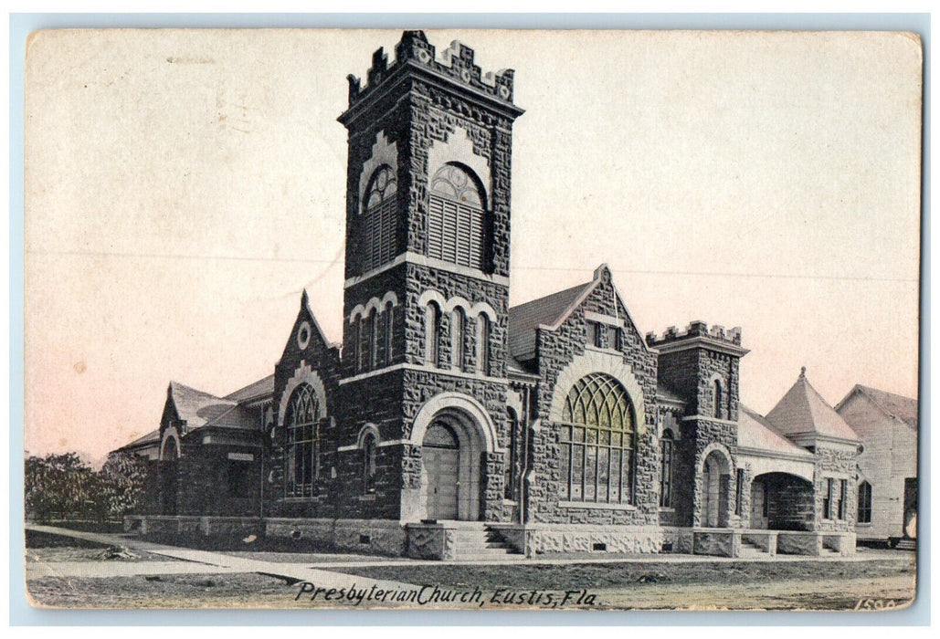 1914 View of Presbyterian Church Eustis Florida FL Antique Posted Postcard