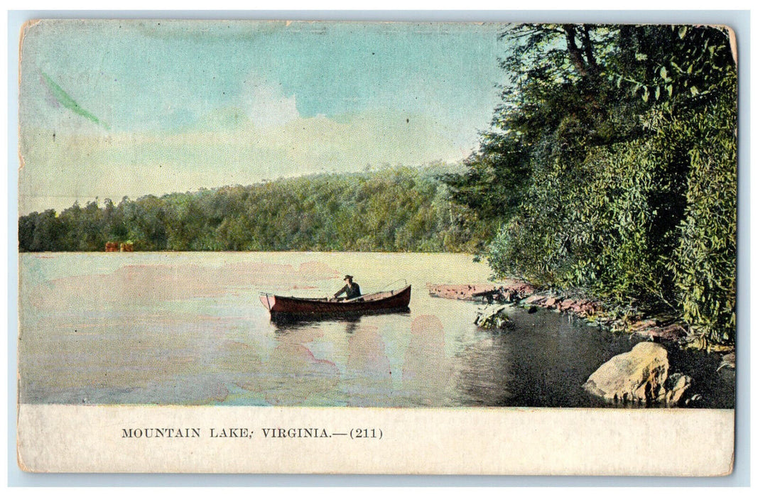 c1910 Mountain Lake Virginia VA Boat Canoeing Antique Unposted Postcard