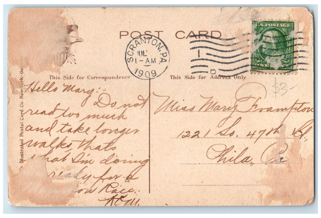 1909 Pavilion at Rocky Glen Scranton Pennsylvania PA Antique Postcard