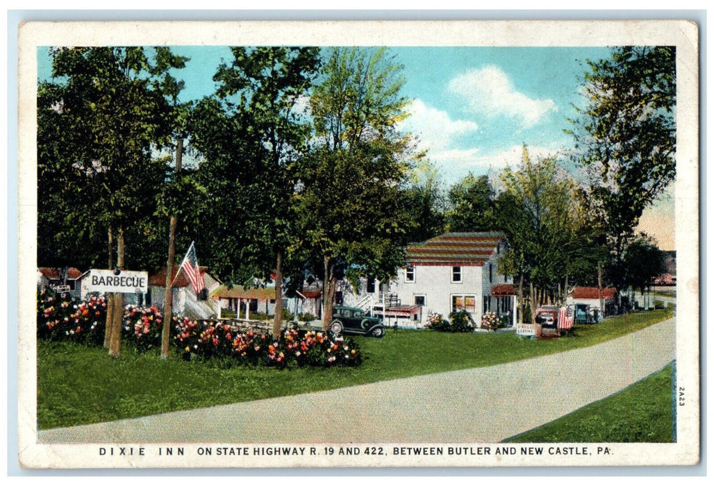 c1920's Dixie Inn Restaurant Between Butler and New Castle PA Vintage Postcard