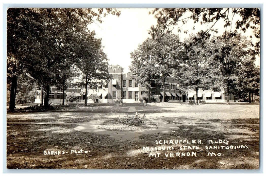 Schauffler Bldg. Missouri State Sanitorium Mt. Vernon MO RPPC Photo Postcard