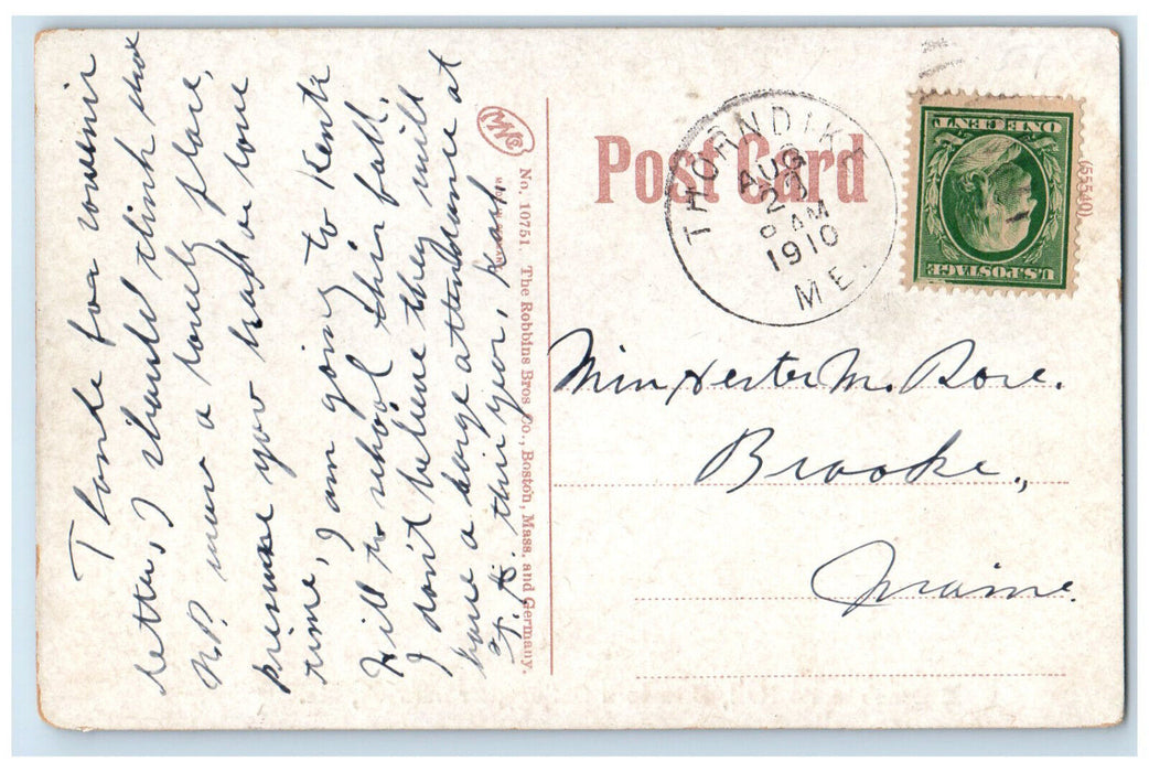 1910 Massachusetts Hall Bowdoin College Brunswick ME Thorndike ME Postcard