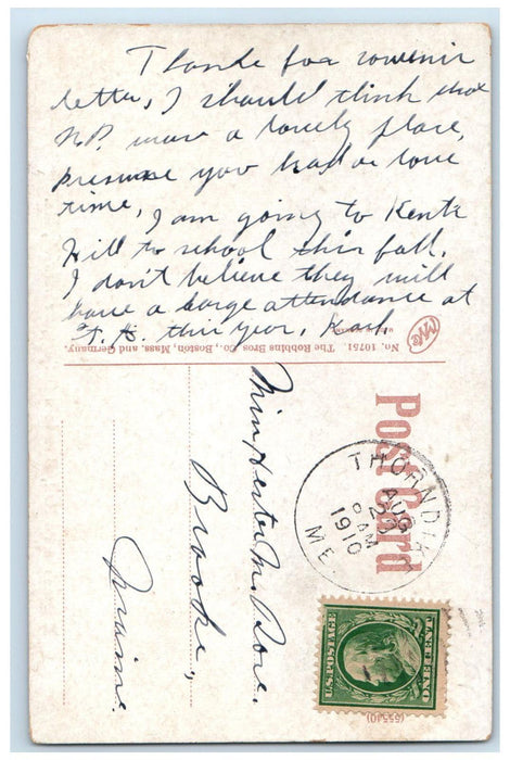 1910 Massachusetts Hall Bowdoin College Brunswick ME Thorndike ME Postcard