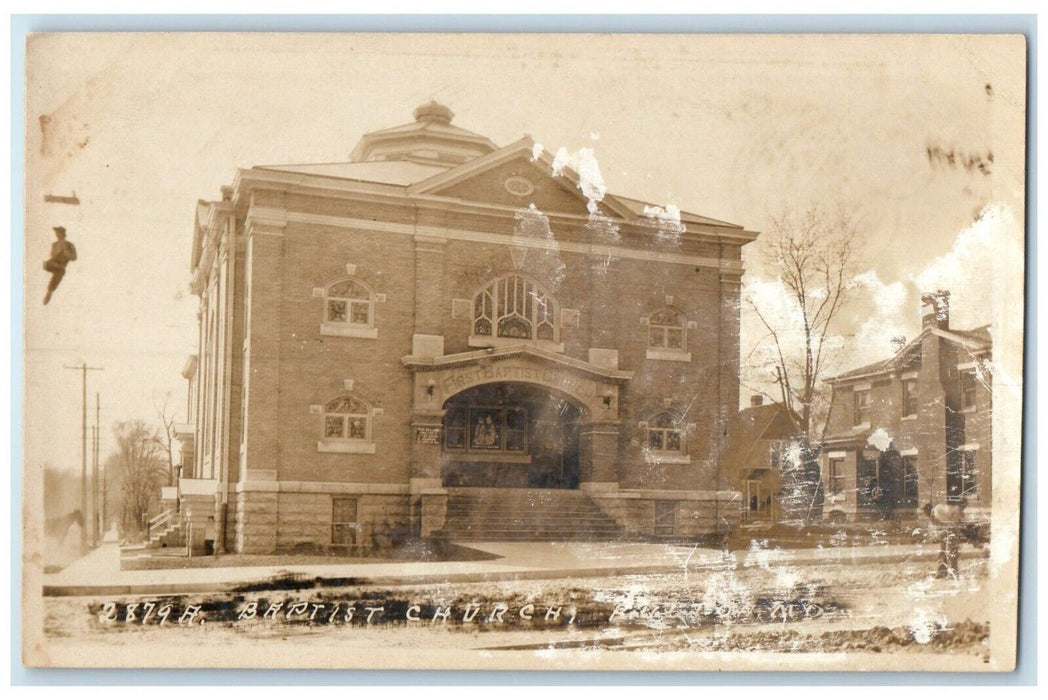 Baptist Church Scene Street Fulton Missouri MO RPPC Photo Vintage Postcard