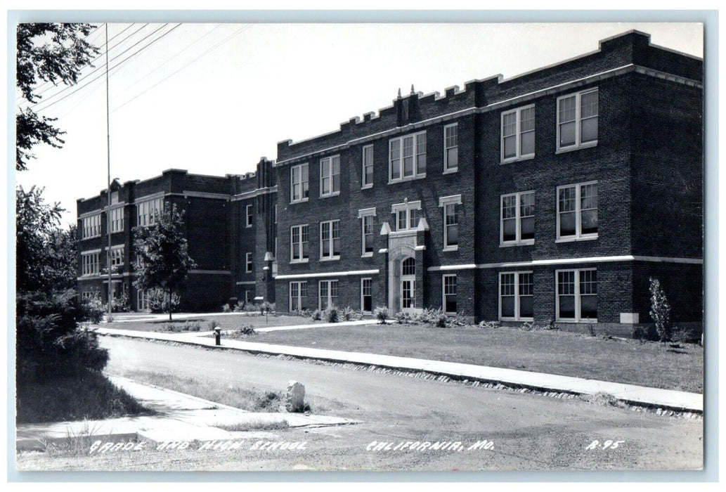 c1950s Grade And High School Building California Missouri MO RPPC Photo Postcard