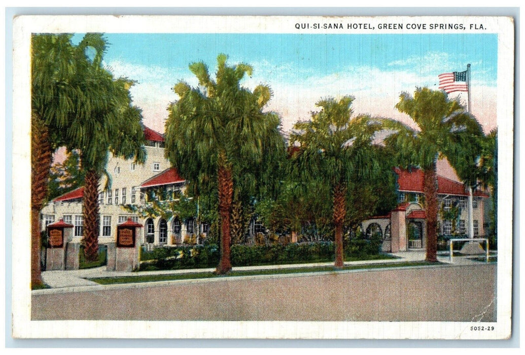 1937 Exterior View Qui Si Sana Hotel Building Green Cove Spring Florida Postcard