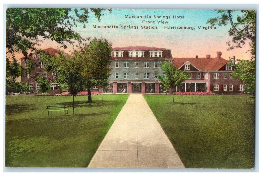 1942 Front View Massanetta Springs Hotel Harrisonburg Virginia Antique Postcard