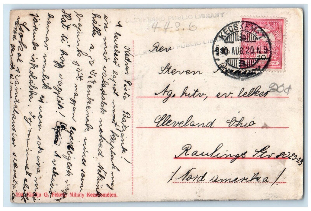 1910 Walk from Hiros Udros to Kecskemet Kossuth-Szobor Hungary Postcard