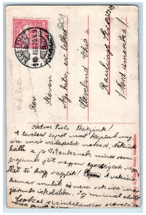 1910 Walk from Hiros Udros to Kecskemet Kossuth-Szobor Hungary Postcard
