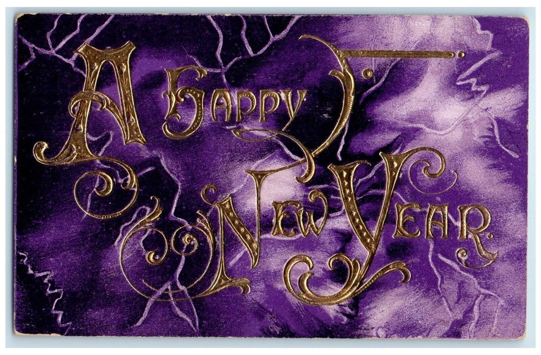 1909 Happy New Year Embossed Manistee Michigan MI Posted Antique Postcard