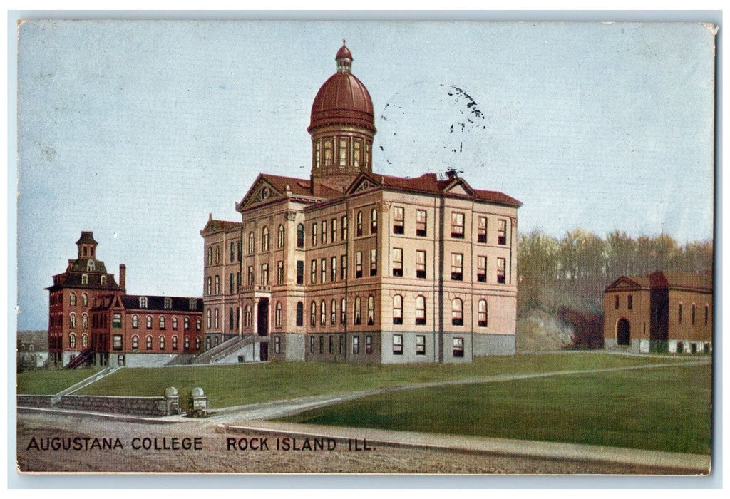 1907 Augustana College Exterior Roadside Scene Rock Island IL Unposted Postcard