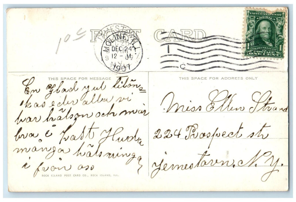 1907 Augustana College Exterior Roadside Scene Rock Island IL Unposted Postcard