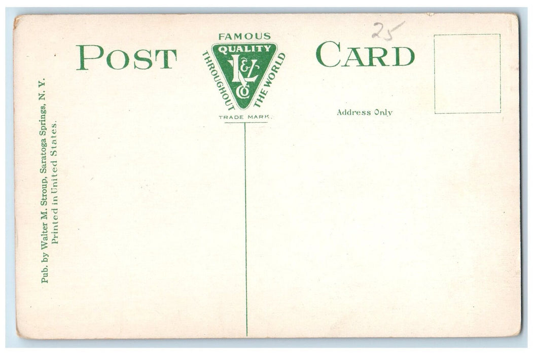 c1950's Rustic Fountain Village Park Pond Landscape Saratoga Springs NY Postcard