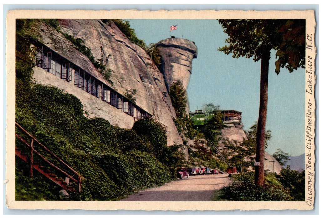 c1950's Chimney Rock-Cliffdwellers Lake Lure North Carolina NC Map Postcard