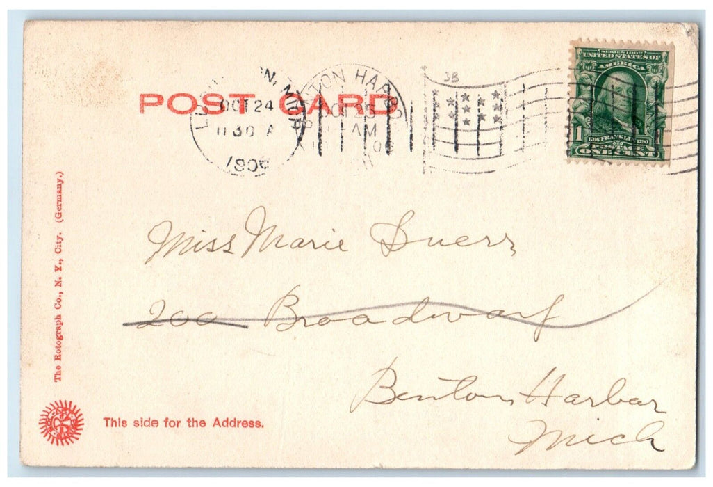 c1906 Exterior View Stearns Hotel Horse Carriage Ludington Michigan MI Postcard