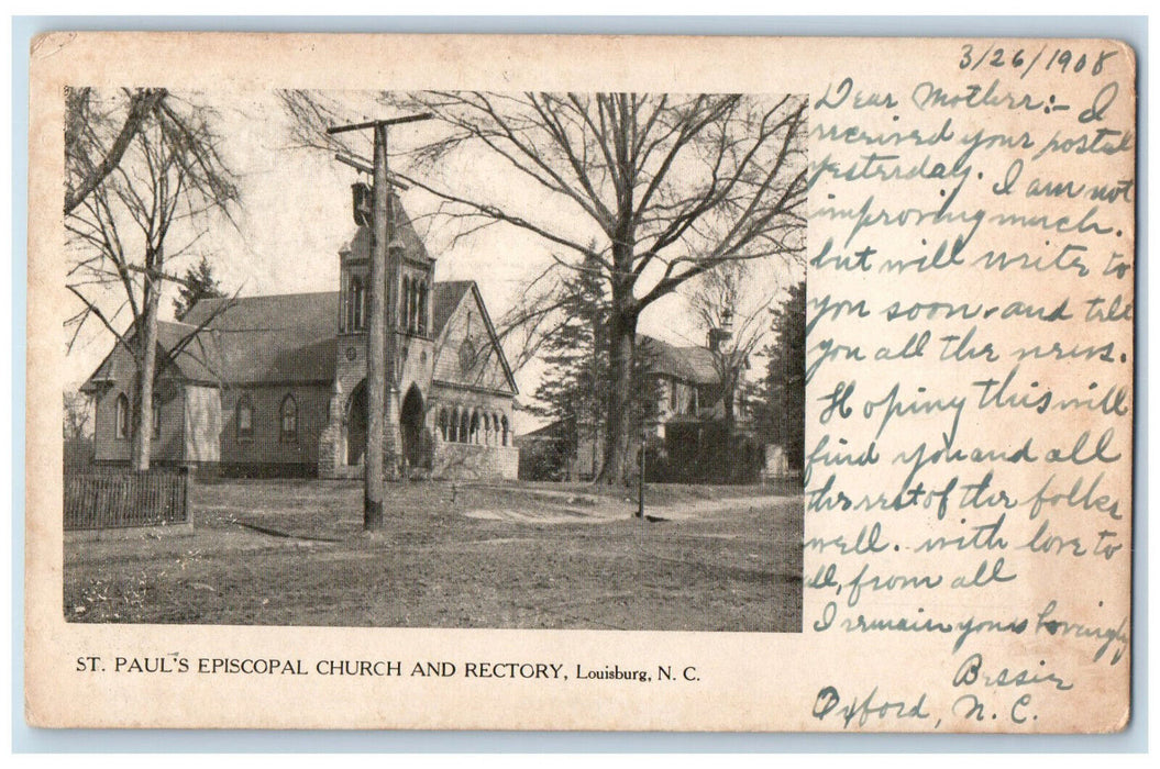 1908 St. Paul's Episcopal Church & Rectory Louisburg North Carolina NC Postcard