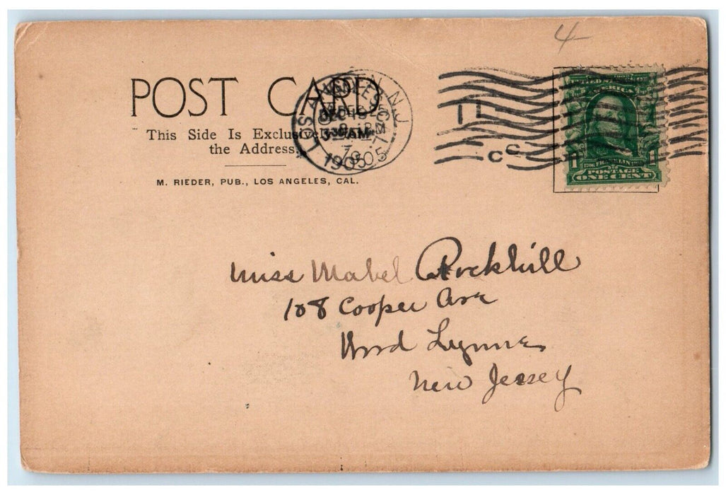 1905 Night Scene Marchetti Ship Cabrillo Auditorium Venice California Postcard