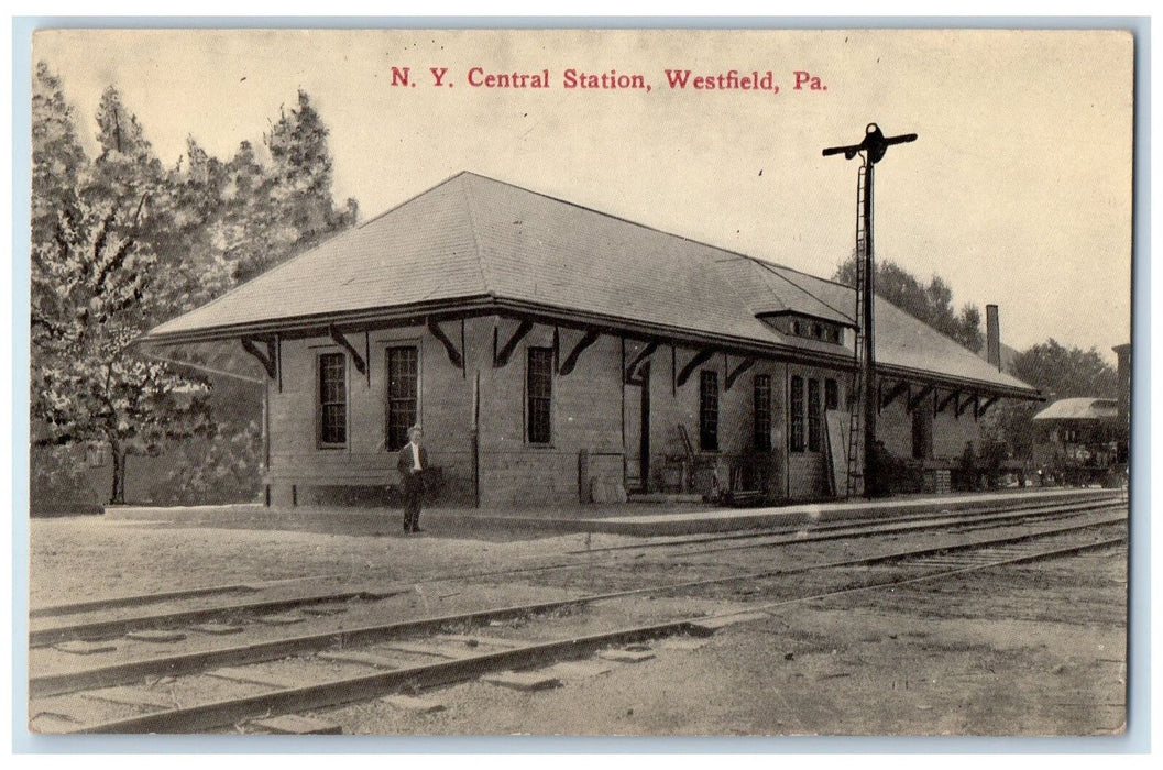 c1950 New York Central Station Railroad Train Terminal Westfield PA Postcard