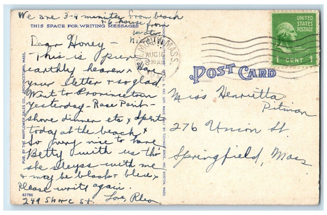 1943 View OF Sand Dunes Cape COD Falmouth Massachusetts MA Vintage Postcard