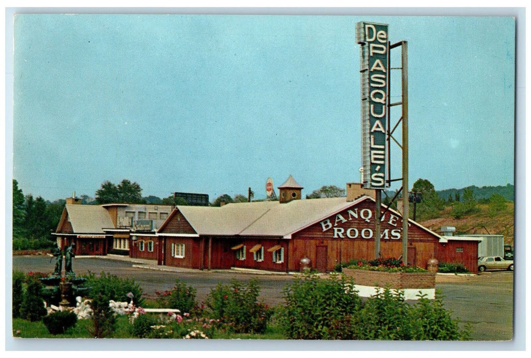 c1950 Depasquale's Restaurant Dining Inn Fountain Signage Newington CT Postcard