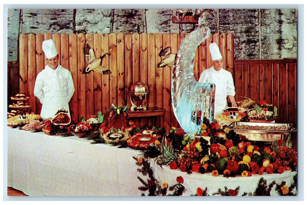 c1960's Sunday Buffet Supper Severance Lodge on Kezar Lake Maine ME Postcard