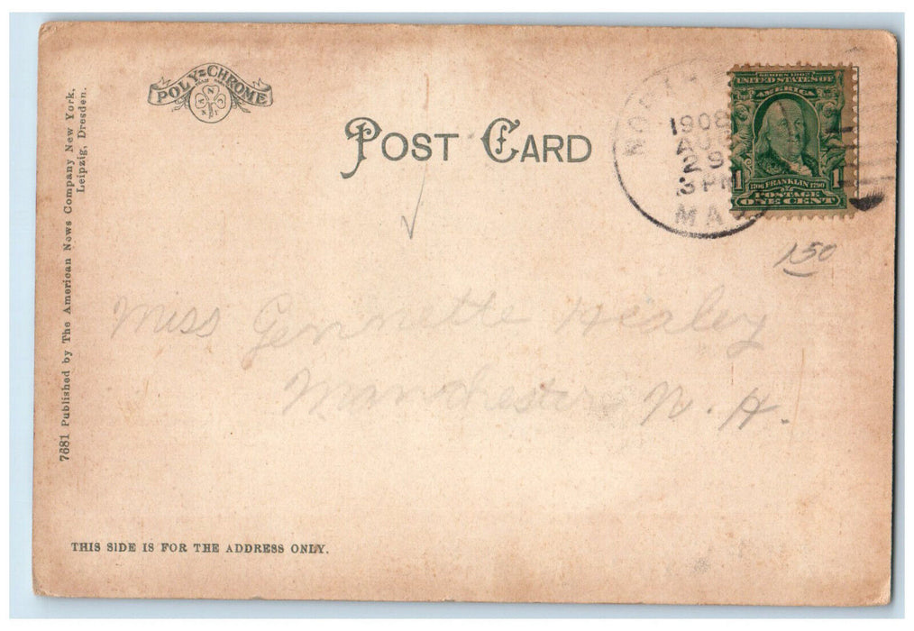 1908 Gale Library Building Northboro Massachusetts MA Antique Postcard