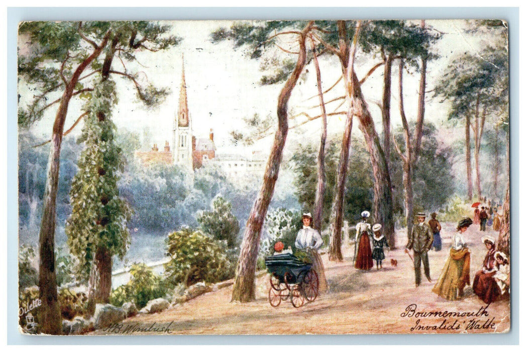 1913 Bournemouth Invalids Walk, England Posted Oilette Tuck Art Postcard