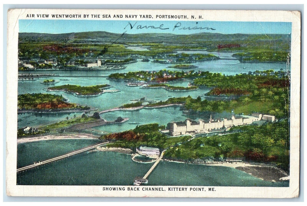 c1920s Air View Wentworth By The Sea And Navy Yard Portsmouth NH Posted Postcard