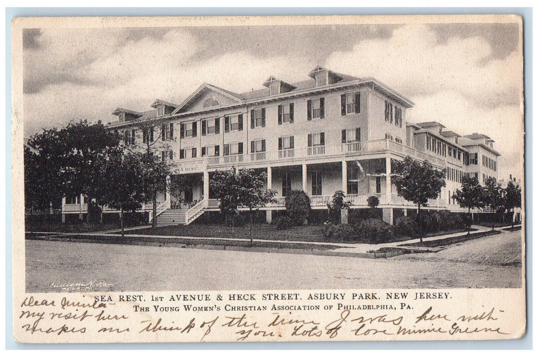 1907 Sea Rest 1st Avenue & Heck Street Asbury Park New Jersey NJ Postcard