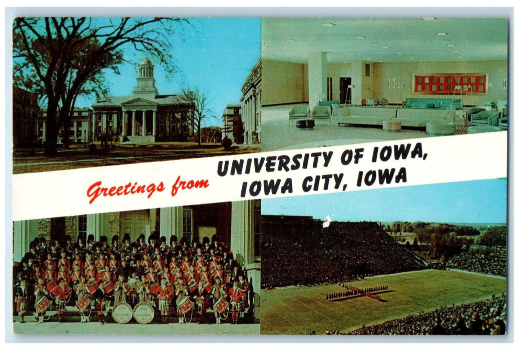 Greetings From University Of Iowa Iowa City IA Multiview Vintage Postcard