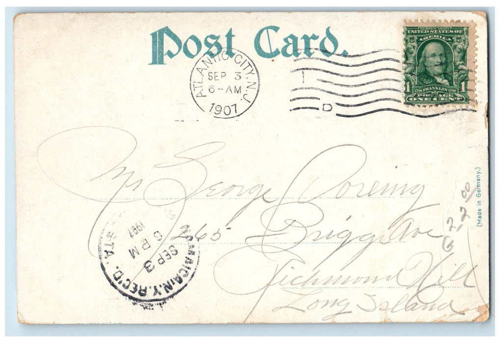 1907 Jachts Getting Under Way Atlantic City New Jersey NJ Antique Postcard