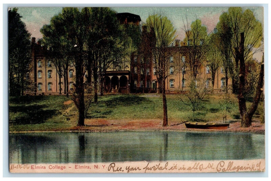 1906 Elmira College River Lake Building Exterior School Elmira New York Postcard